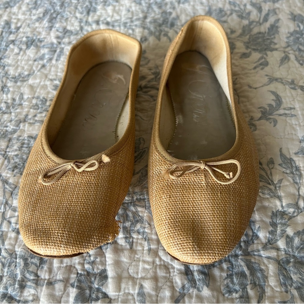 J. Crew Raffia Ballet Flats